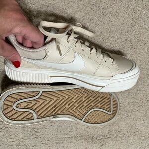 Nike Beige Sneakers with White Logo
